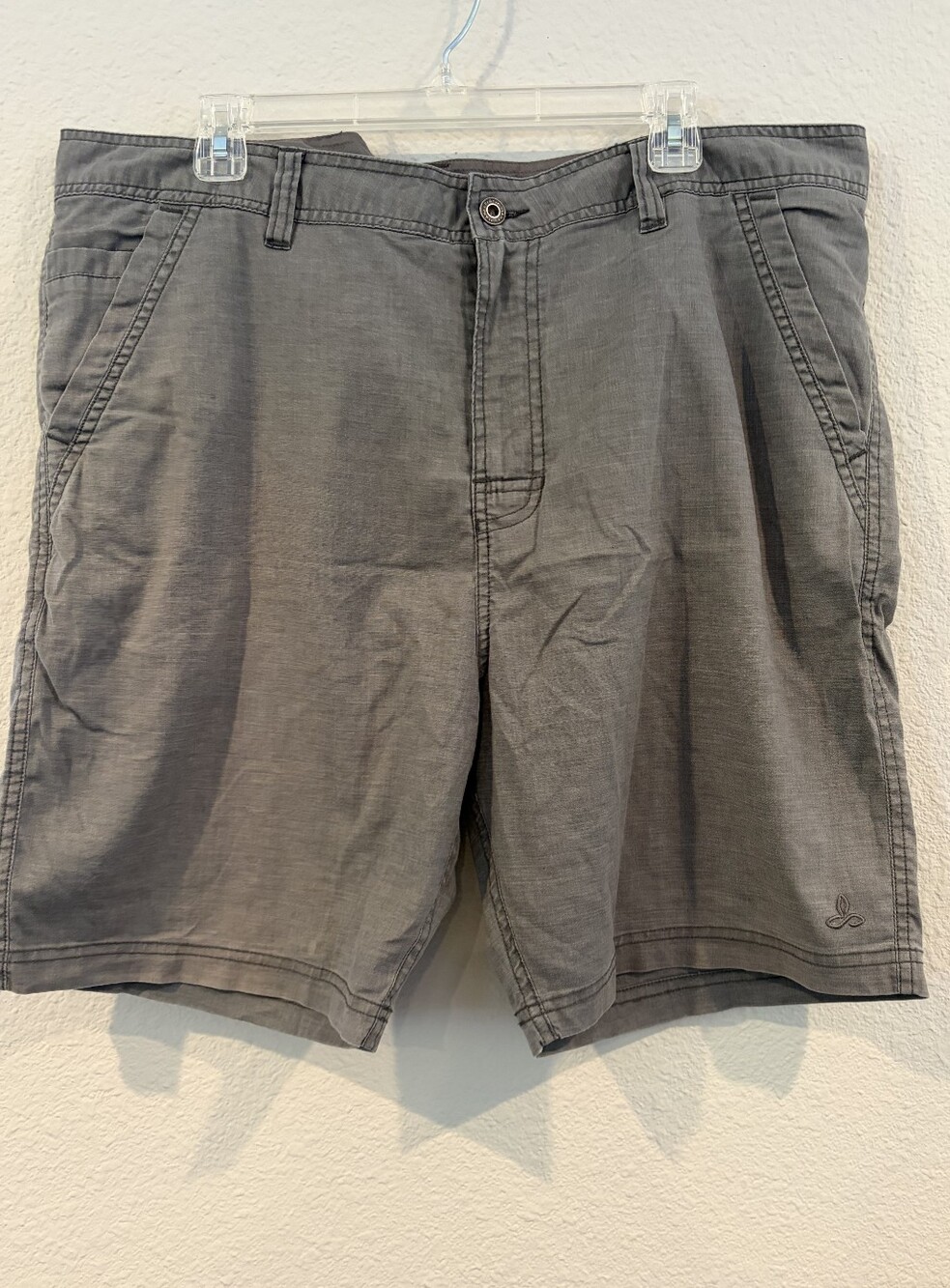 Prana Mens Classic Casual Grey Cotton Chino Summer Beach Shorts Size 38 X 8‎